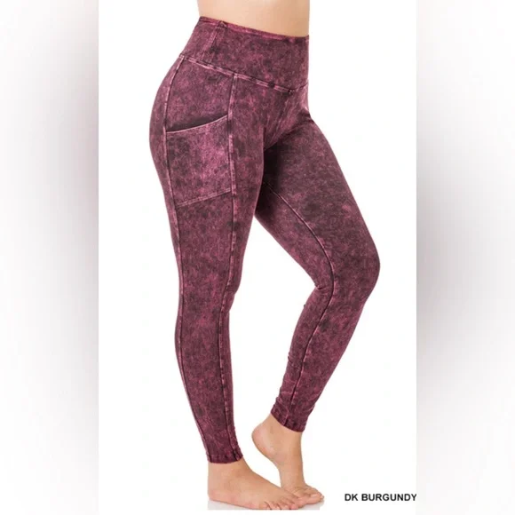 NWT ZENANA PLUS MINERAL WASH WIDE WAISTBAND FULL LEGGINGS - Picture 1 of 1